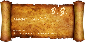 Baader Zalán névjegykártya